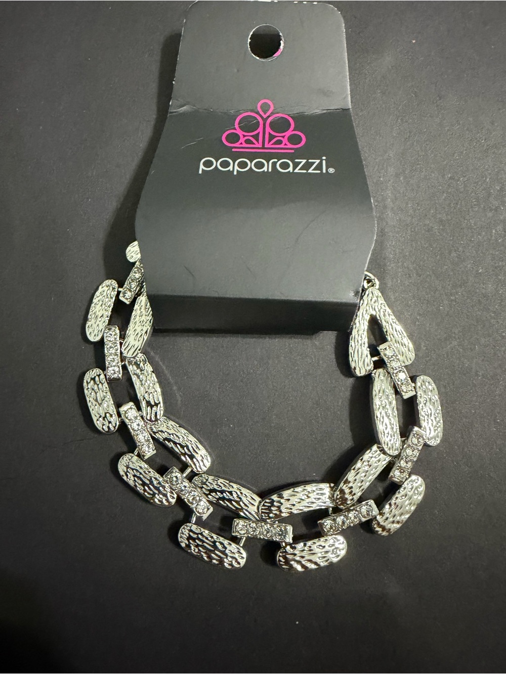 paparazzi Silver Hammered Link Bracelet